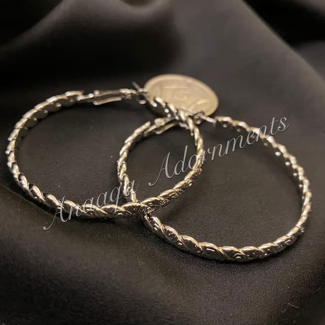 Twisted Hoops Large-Silver